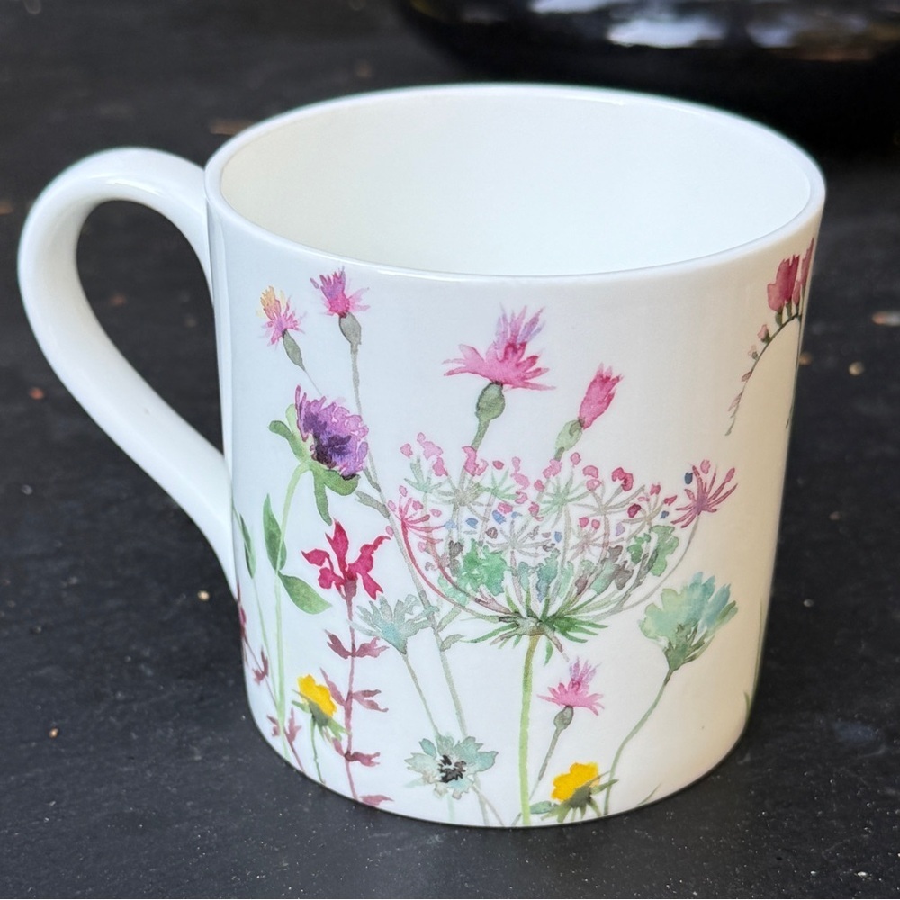 Stechcol Gracie Bone China Floral Mug White Green Coffee Tea Cup
